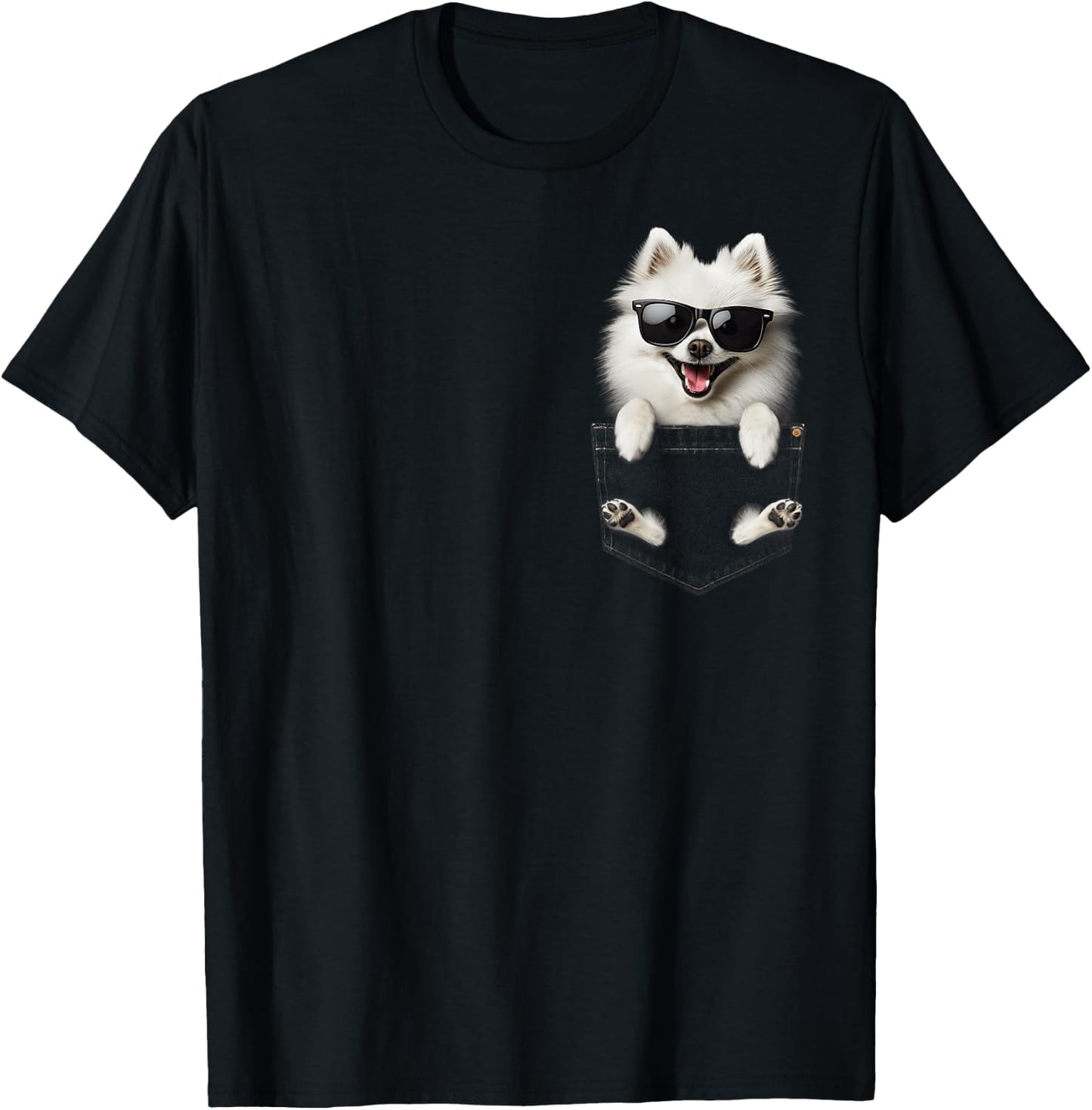 Pocket American Eskimo Dog Cute Dog Lover Owner Gift T-Shirt - T-Shirt | Black