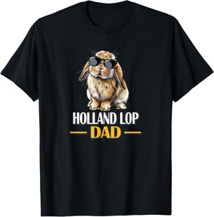 Funny Sunglasses Mini Holland Lop Dad Bunny Rabbit Lover T-Shirt - T-Shirt | Black