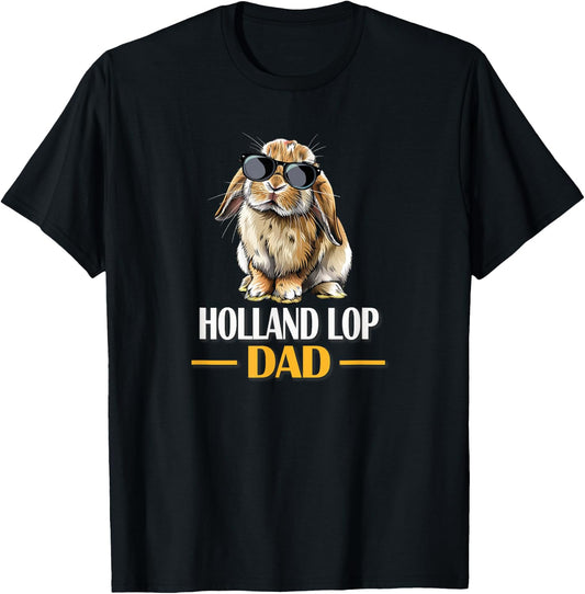 Funny Sunglasses Mini Holland Lop Dad Bunny Rabbit Lover T-Shirt - T-Shirt | Black
