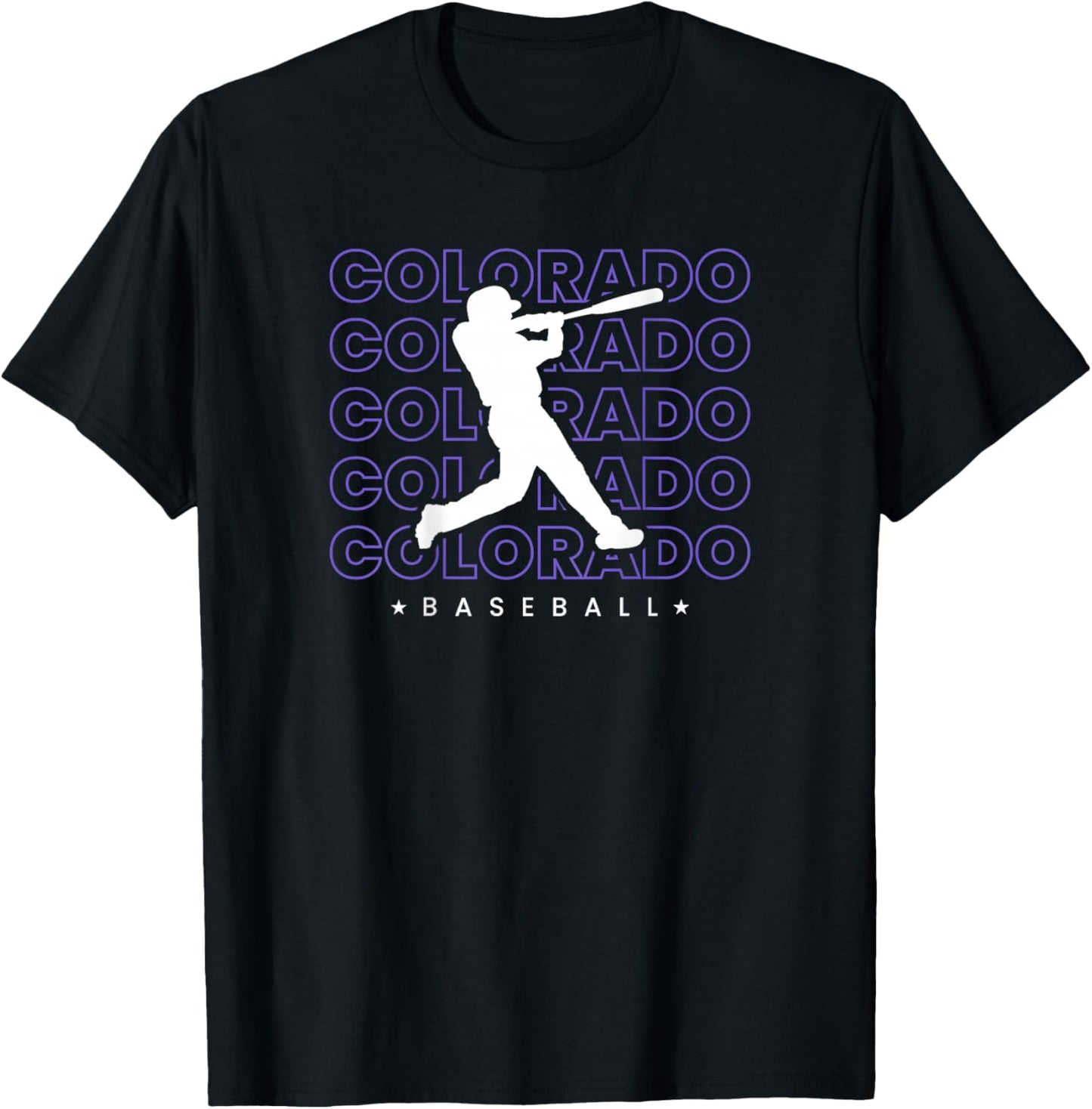 Colorado Baseball Backprint Retro Minimalist Baseball Lover T-Shirt - T-Shirt | Black