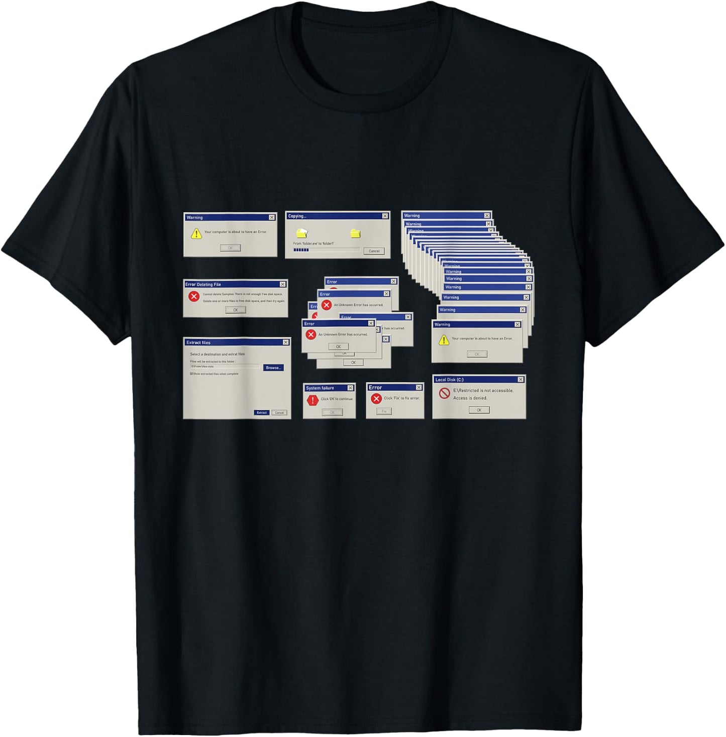 Cool Computer Error Pop Up Illustration Message Graphic T-Shirt - T-Shirt | Black