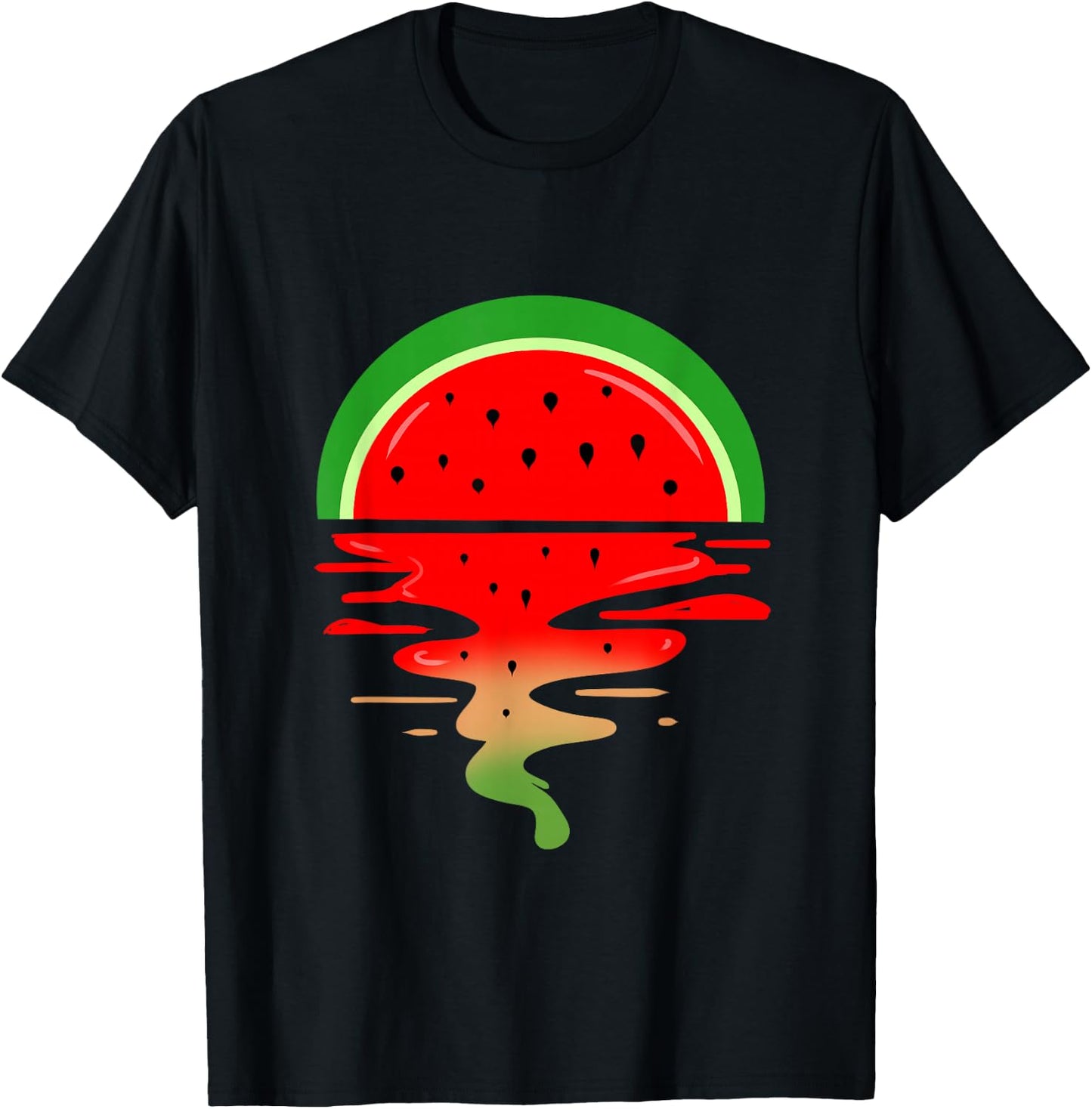 Summer Watermelon Sunset T-Shirt - T-Shirt | Black