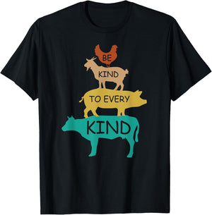 Be Kind to Every Kind Retro Vintage Funny Vegetarian Vegan Small T-Shirt - T-Shirt | Black