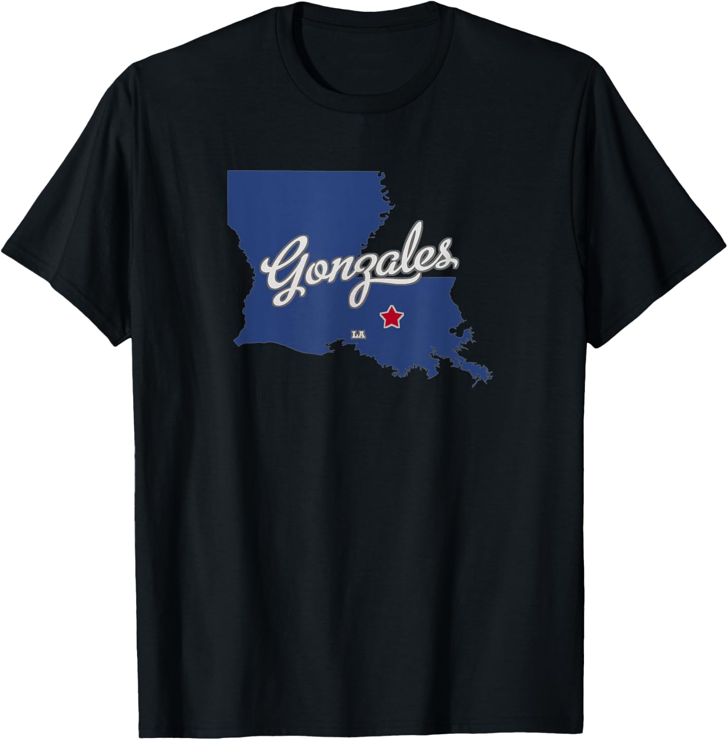 Gonzales Louisiana LA Map T-Shirt - T-Shirt | Black