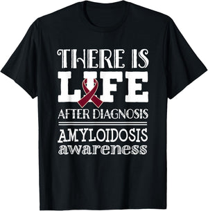 Amyloidosis Awareness Ribbon Support Quote T-Shirt - T-Shirt | Black