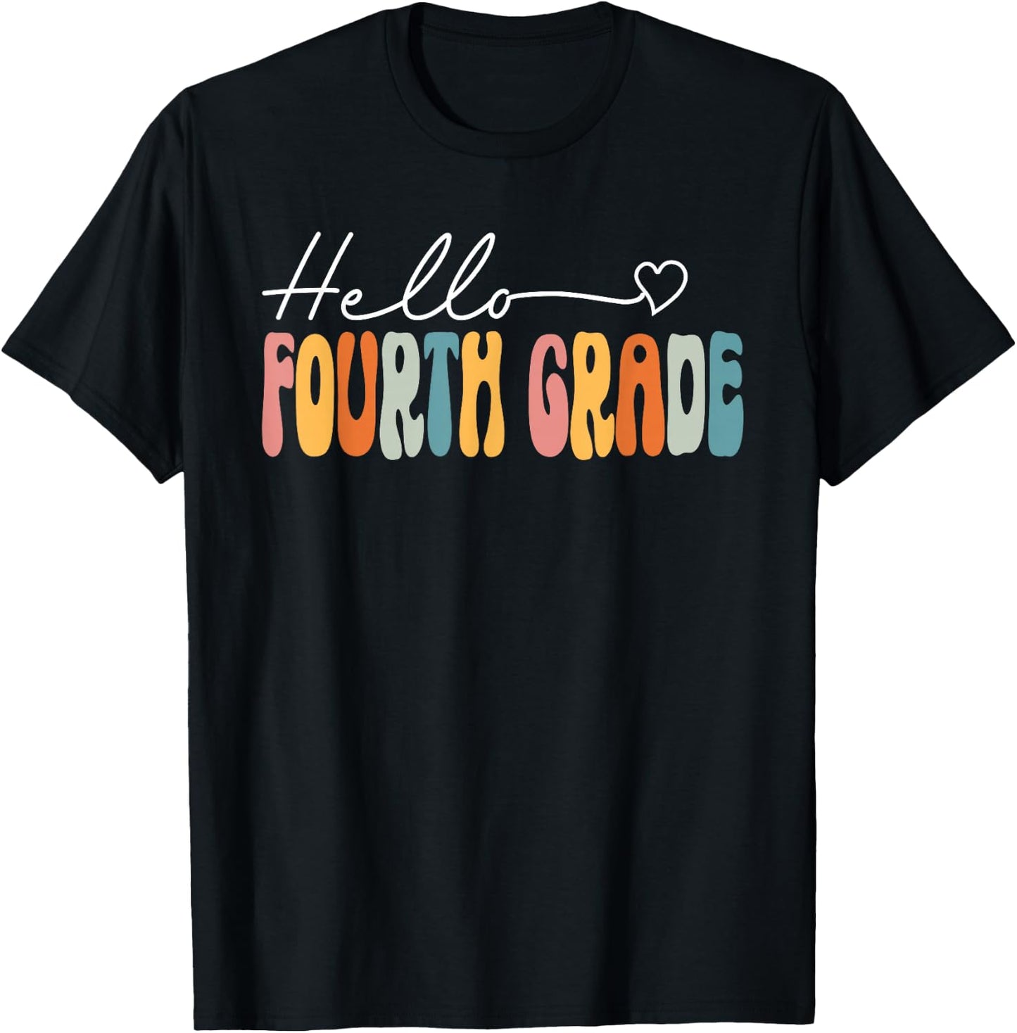 Teacher Fourth Grade Retro Back To School Hello 4th Grade T-Shirt - T-Shirt | Black