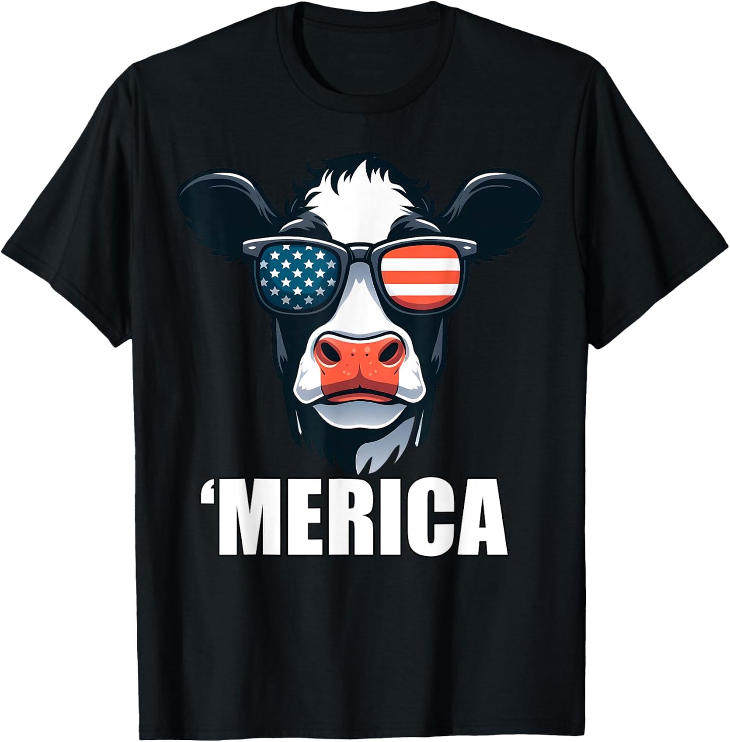 Merica Dairy Cow Funny American Patriotic USA 4th of July Kids Men T-Shirt - T-Shirt | Black