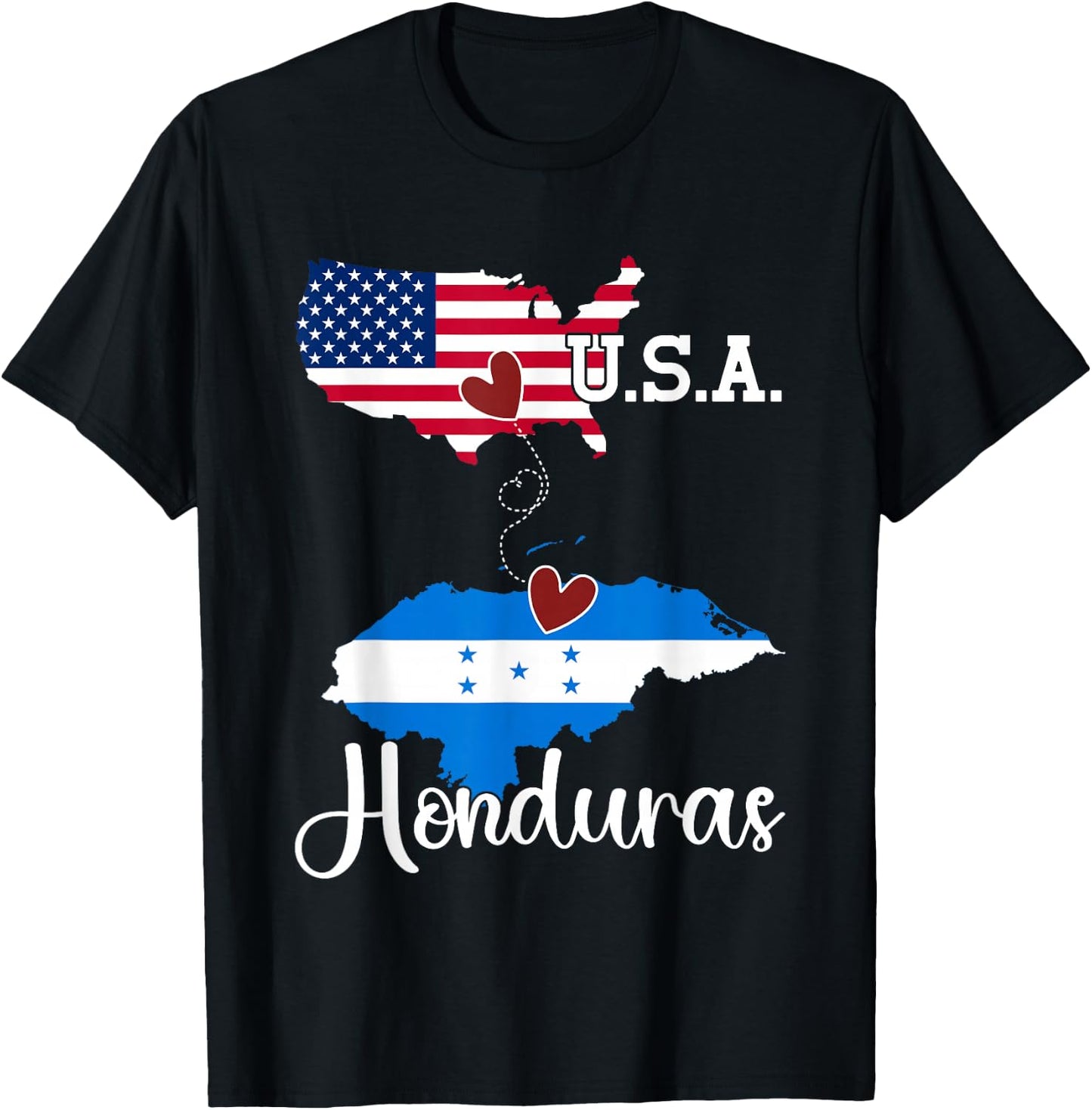 Honduras Flag American Flag USA Honduran Honduras T-Shirt - T-Shirt | Black