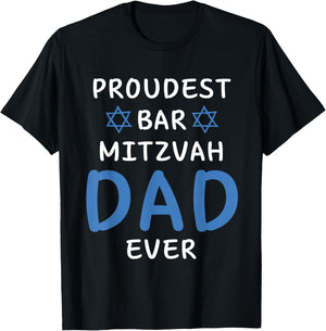 Proudest Bar Mitzvah Boy DAD EVER Jewish Birthday Celebrate T-Shirt - T-Shirt | Black
