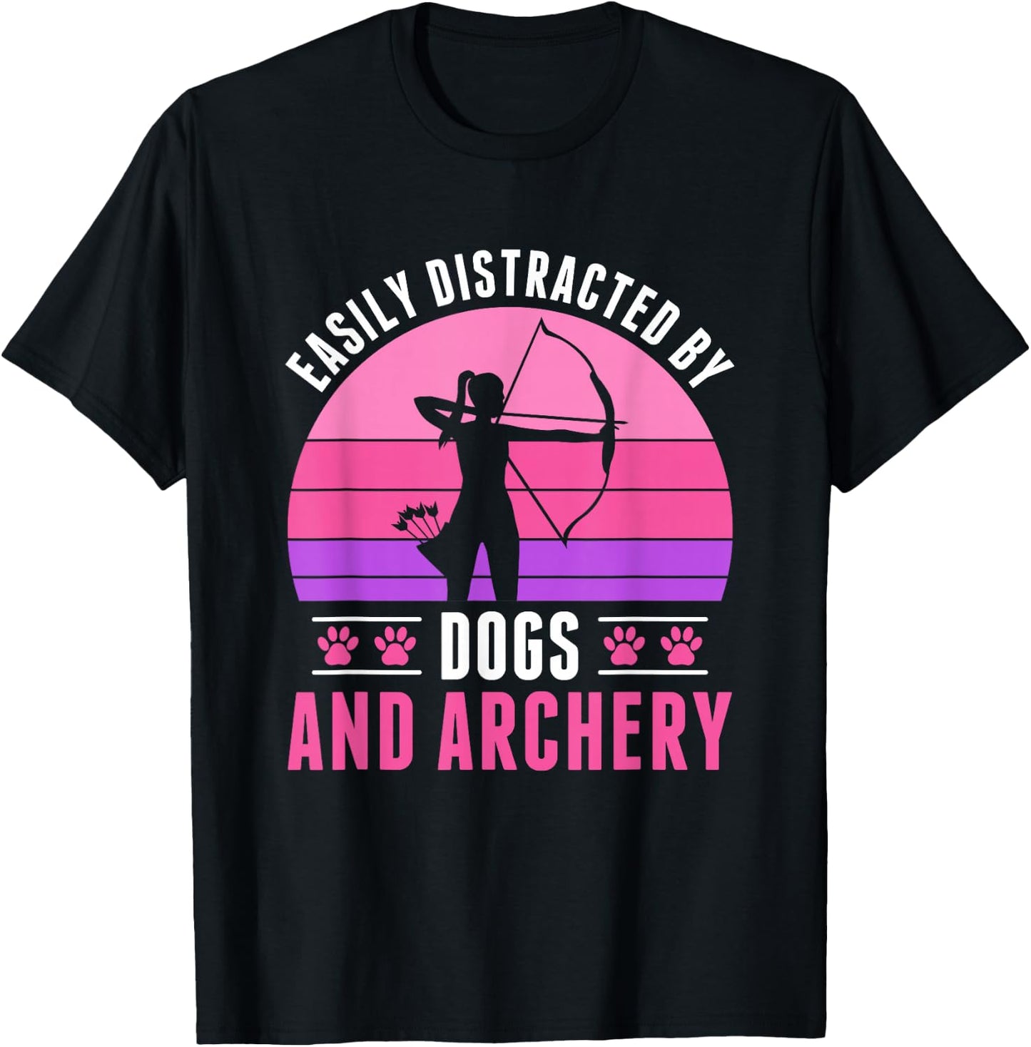 Easily Distracted by Archery and Dogs Archer Women Girls T-Shirt - T-Shirt | Black