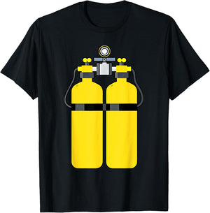 Funny Scuba Tank Backprint Halloween Costumes Scuba Diver T-Shirt - T-Shirt | Black