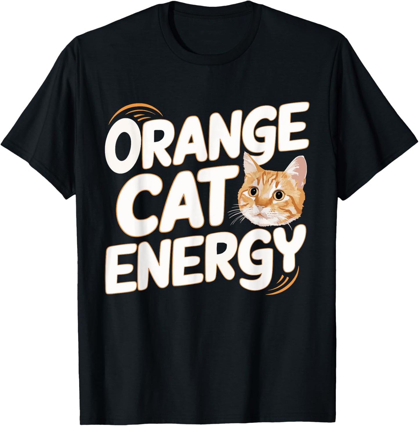 Orange Cat Energy Men Women Kids T-Shirt - T-Shirt | Black
