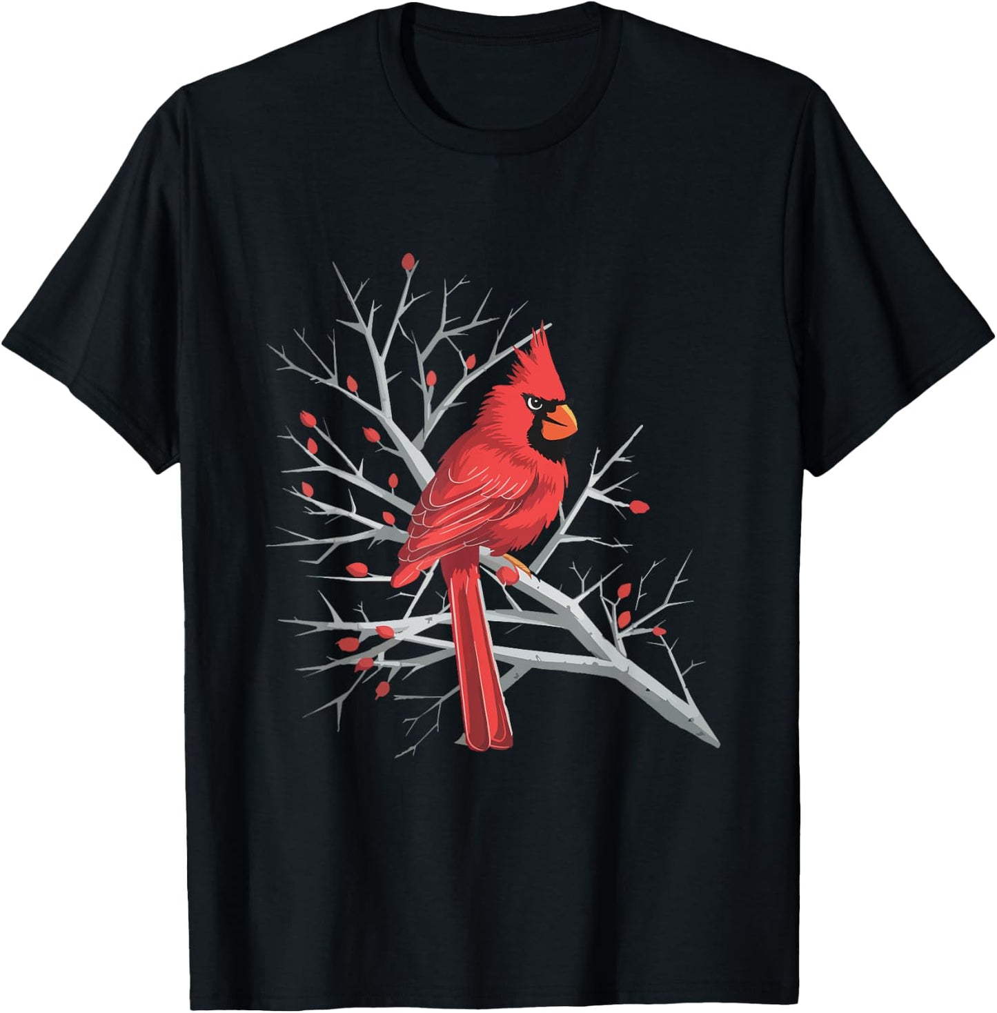 Winter's Watch Red Cardinal Birdwatching Bird Lover Cute T-Shirt - T-Shirt | Black