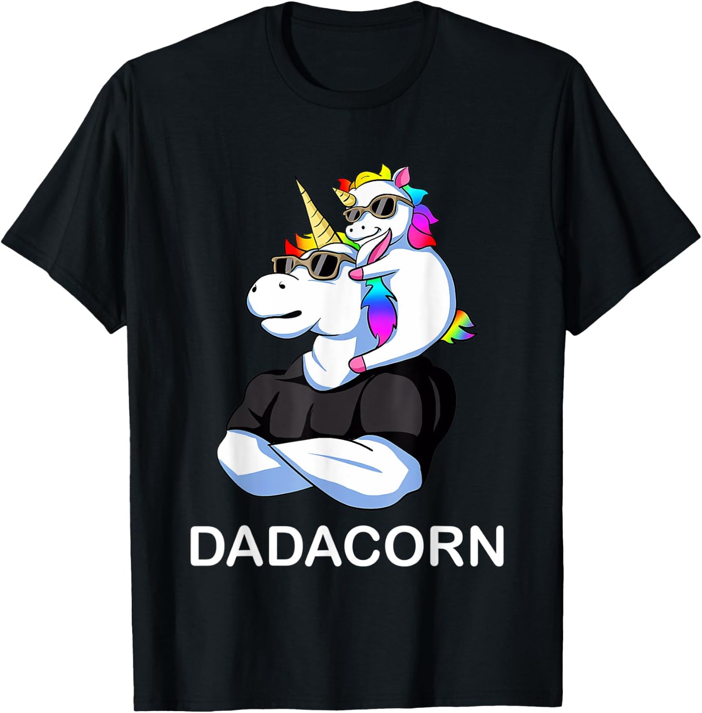 Fathers Day Gift Unicorn Dad Shirt Funny Dadacorn Men T-Shirt - T-Shirt | Black