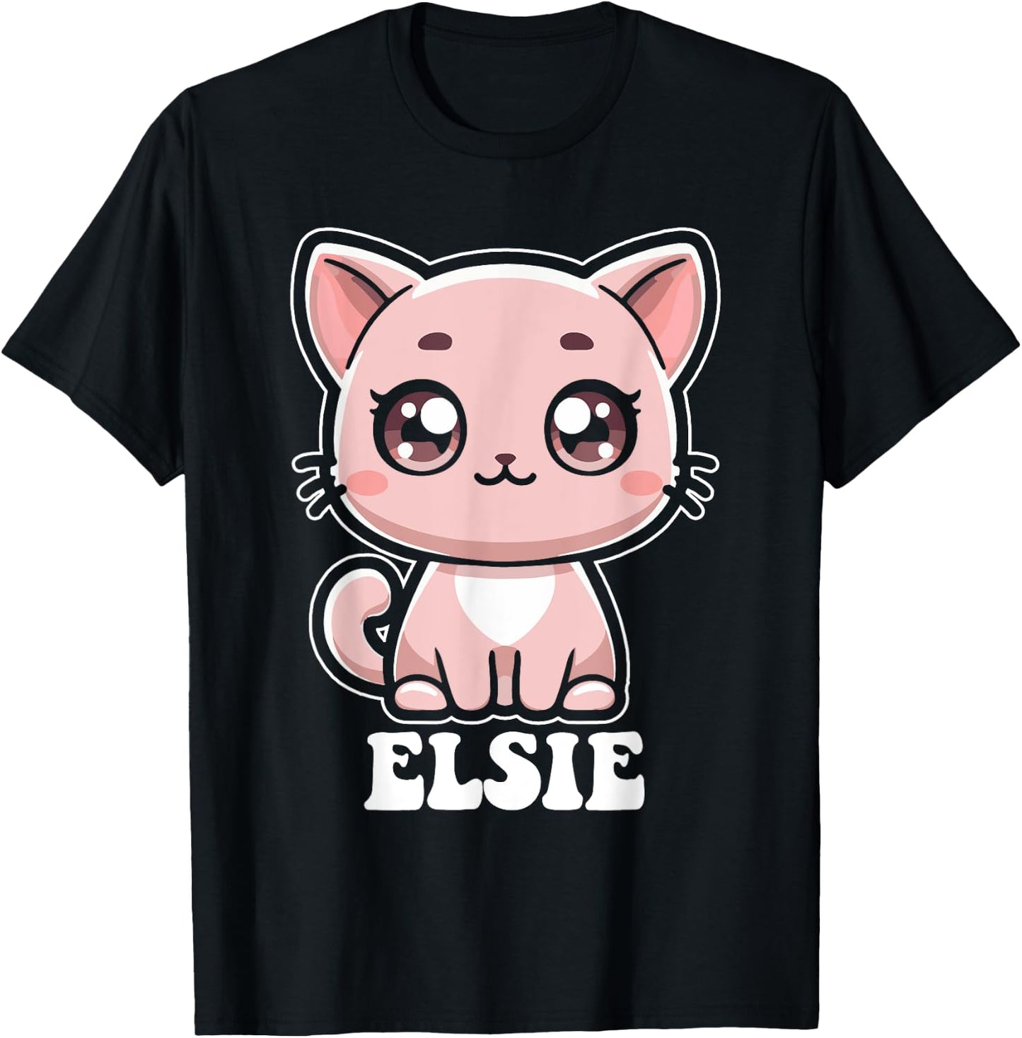 Elsie Cute Cat Kitten Design for Girls Name Elsie T-Shirt - T-Shirt | Black