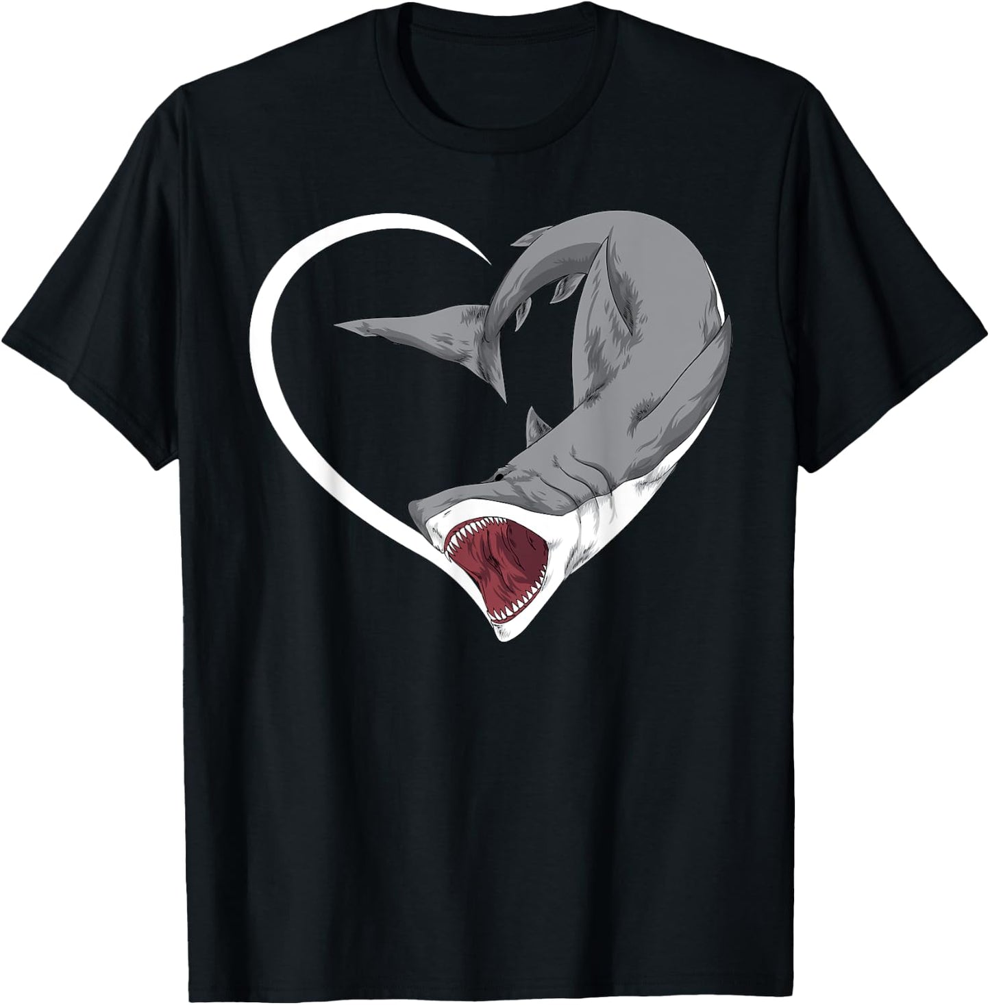 Shark Shirts Girls Kids Heart Cute Shark T-Shirt - T-Shirt | Black