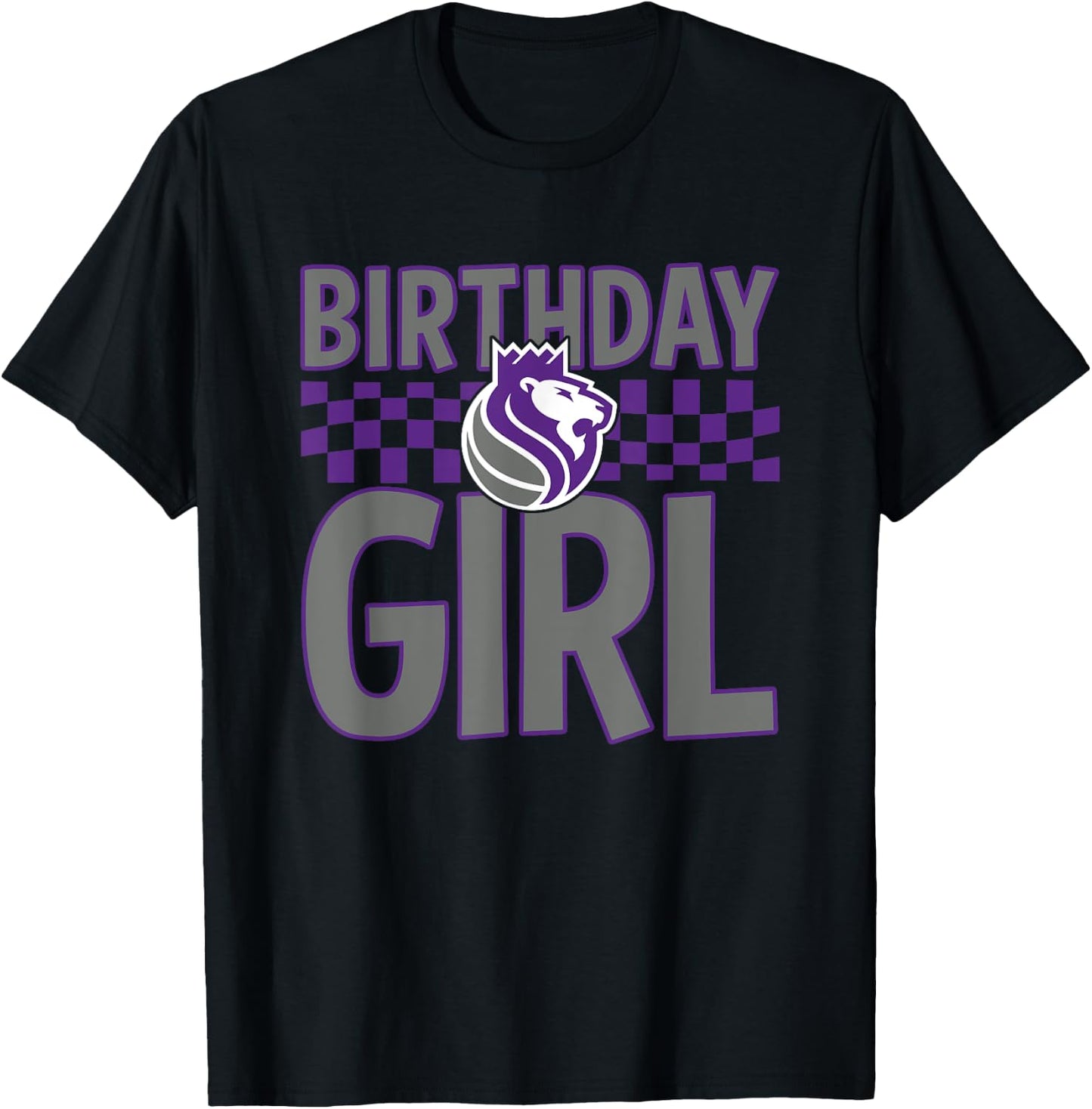 NBA Sacramento Kings Birthday Girl Checkered Logo T-Shirt - T-Shirt | Black