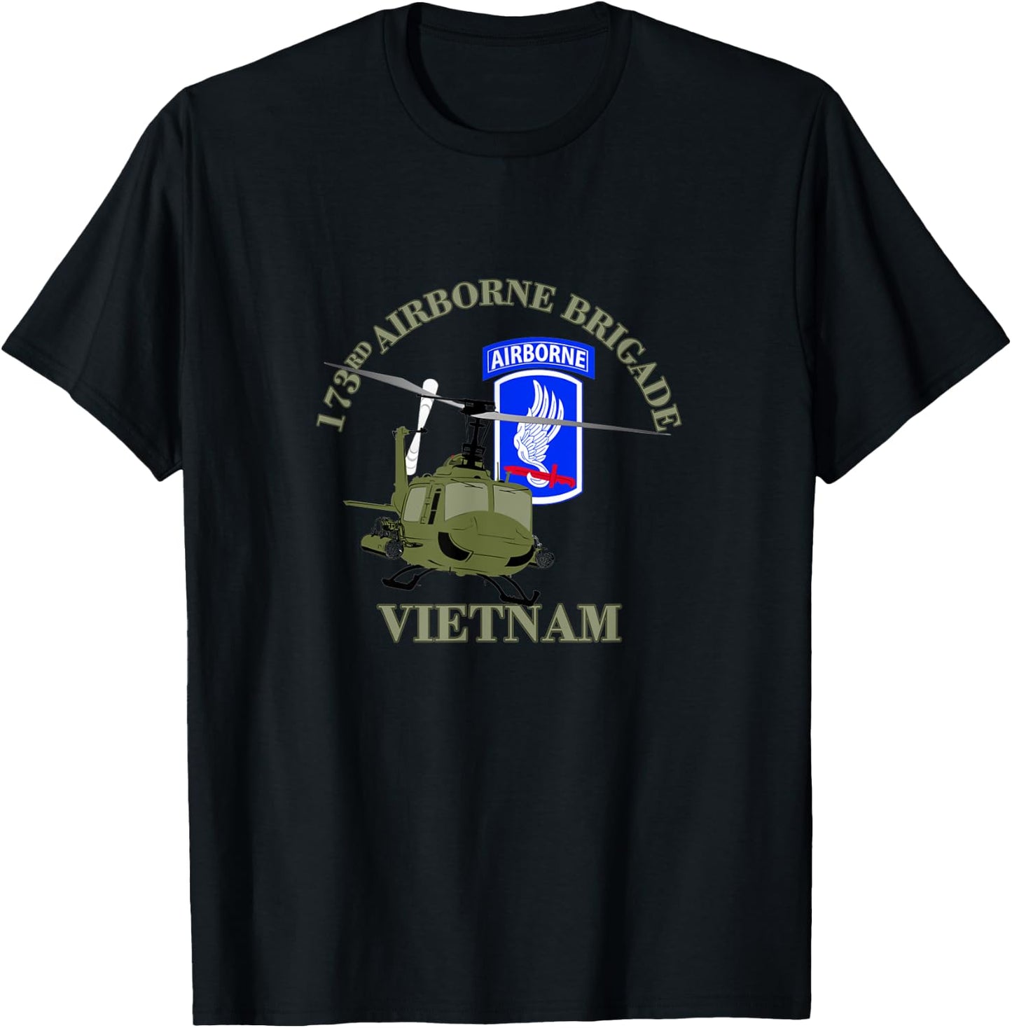 173rd Airborne Brigade Vietnam UH-1 Gunship Veterans Day T-Shirt - T-Shirt | Black