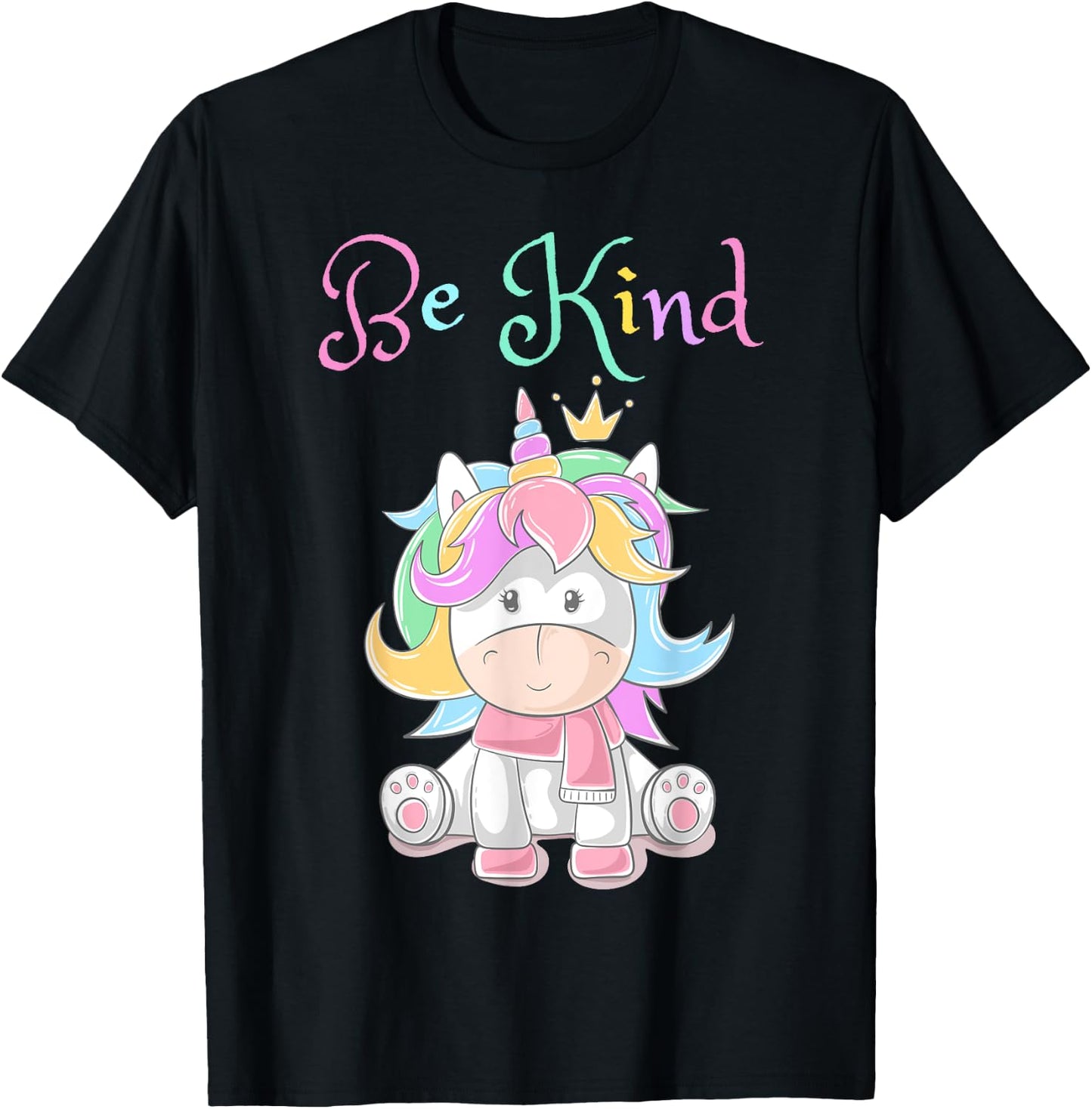 Be Kind Unicorn Shirt for Girls, Rainbow Unicorn Be Kind T-Shirt - T-Shirt | Black