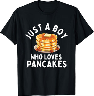 Just A Boy Who Loves Pancakes - Pancake Lover Flapjacks T-Shirt - T-Shirt | Black