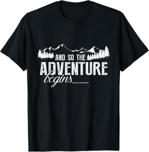 and So The Adventure Begins Camping Road Trip T-Shirt - T-Shirt | Black
