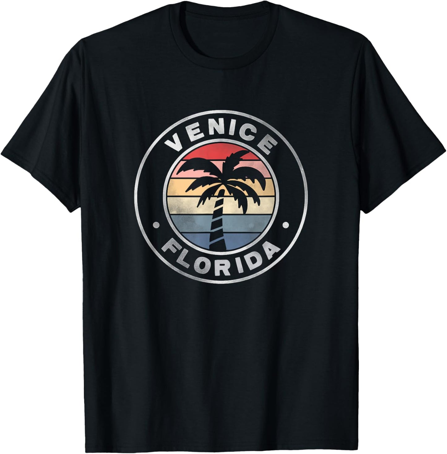 Venice Florida Sunset Palm Trees Beach Retro Women T-Shirt - T-Shirt | Black