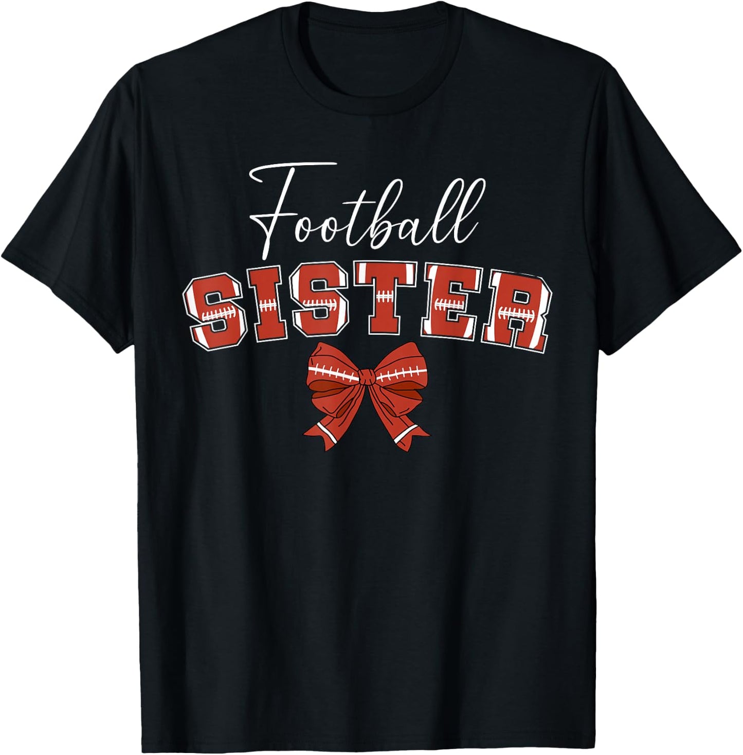 Football Sister Coquette Sister Of A Football Player T-Shirt - T-Shirt | Black