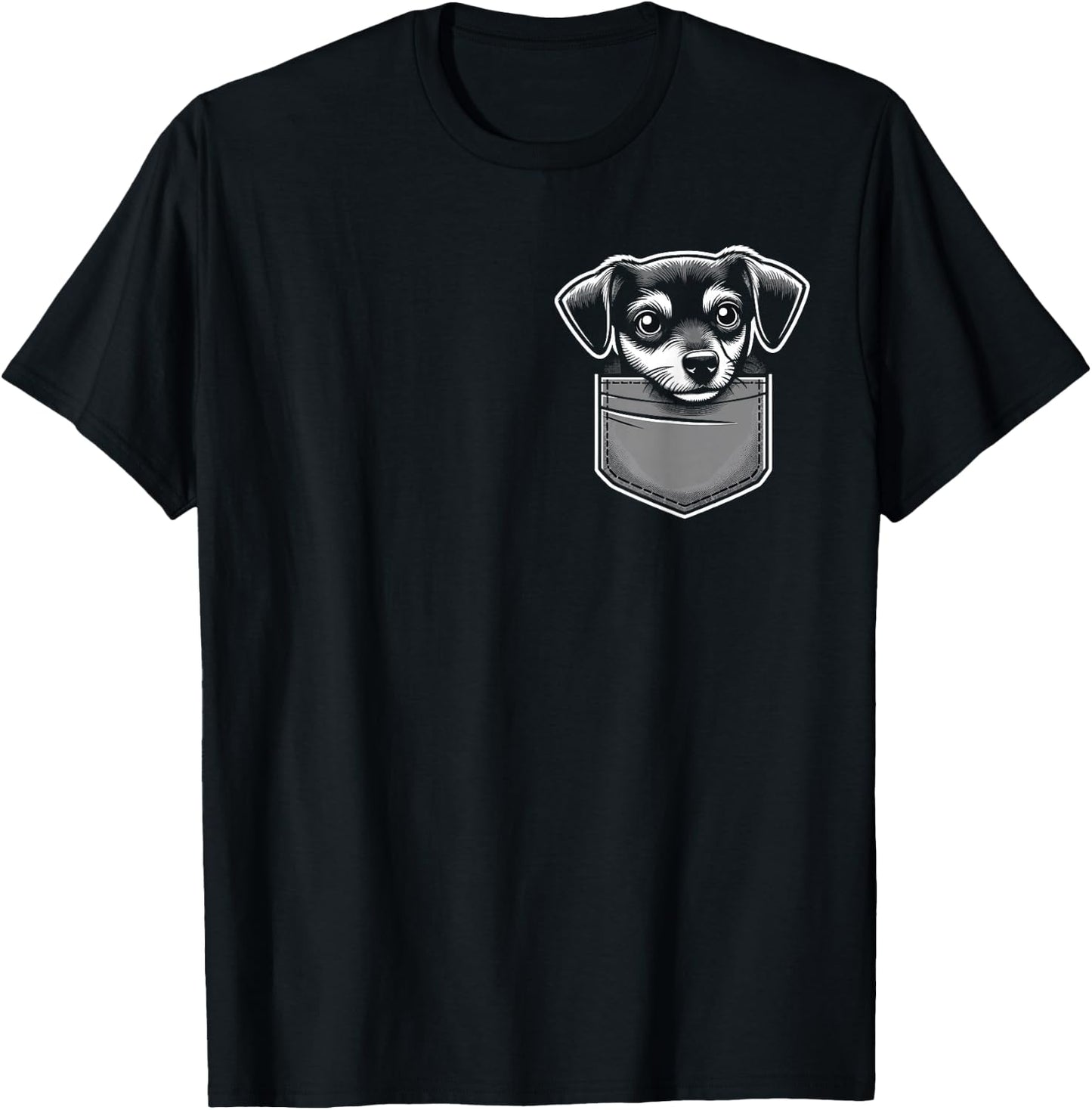 shirt with dog in pocket, dog shirts, Funny dog , cute dogs T-Shirt - T-Shirt | Black