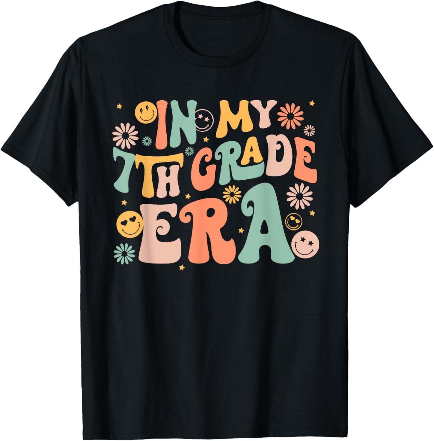 In My Seventh Grade Era Retro 7th Grade Back to School T-Shirt - T-Shirt | Black