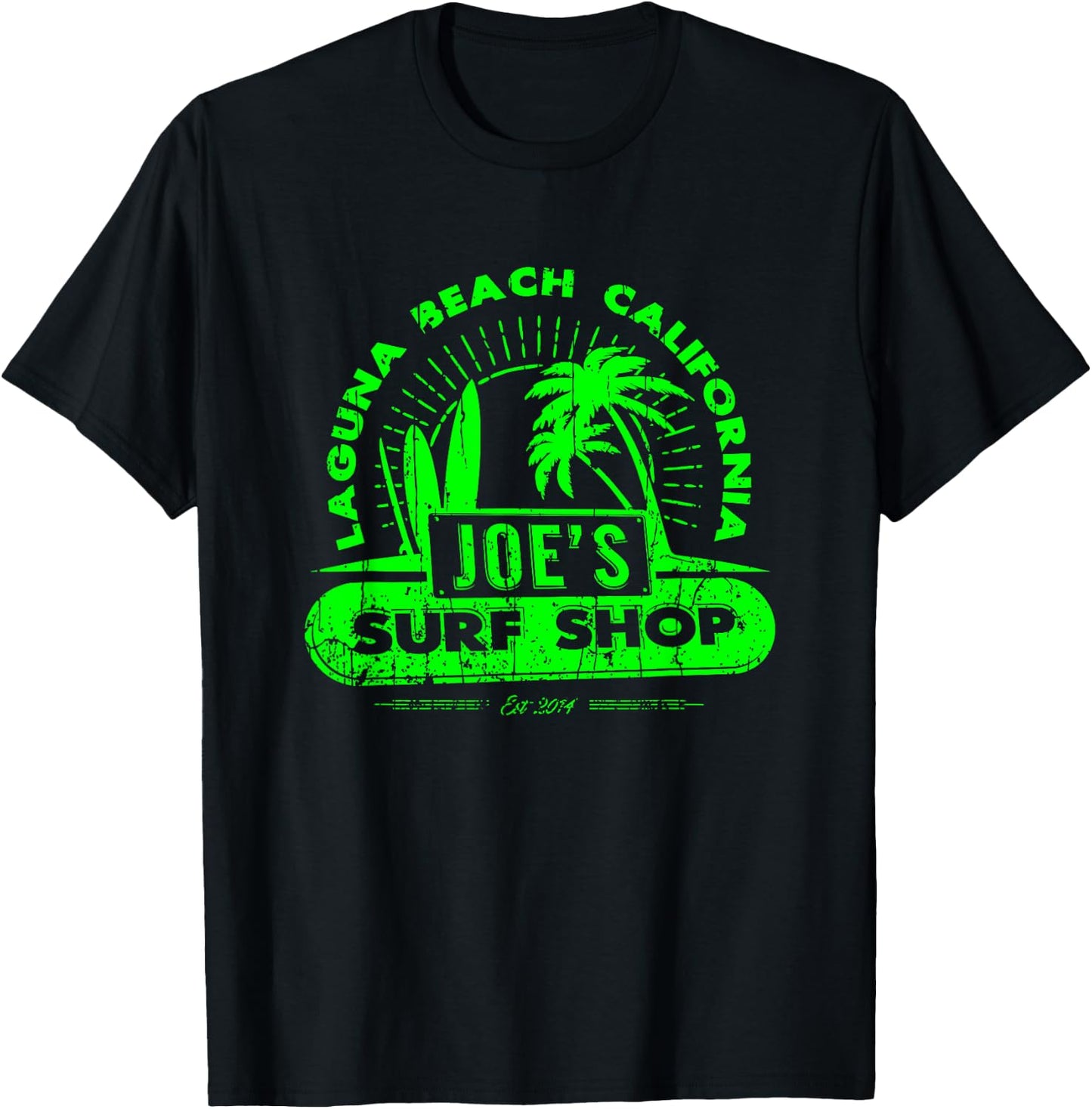 Joe's Surf Vintage Beach Green Logo Graphic T-Shirt - T-Shirt | Black