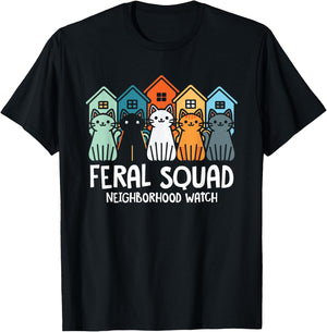 Feral Squad Neighborhood Watch Feral Cat Adoption Rescue Men Women Girls Kids T-Shirt - T-Shirt | Black