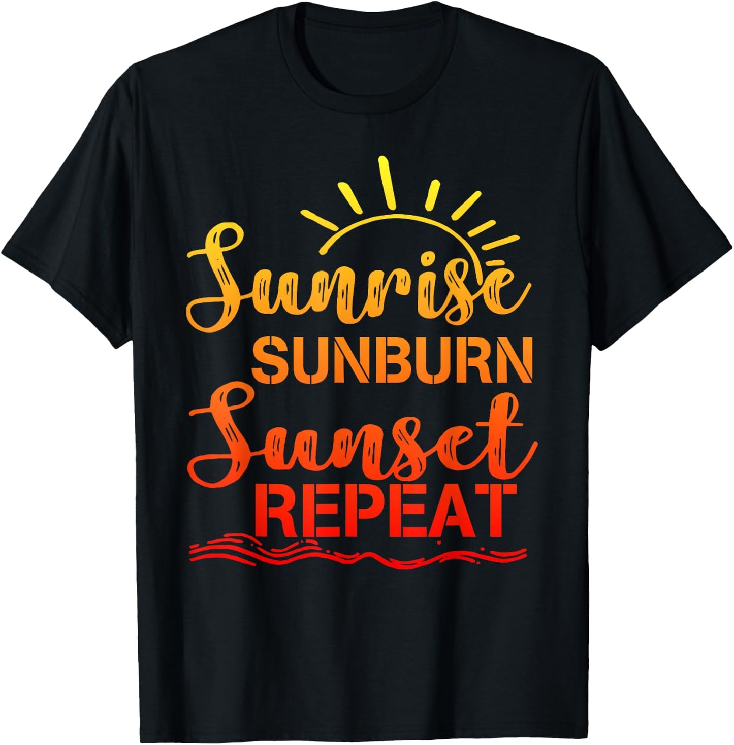 Sunrise Sunburn Sunset Repeat Retro Summer Men Women Girls Kids T-Shirt - T-Shirt | Black