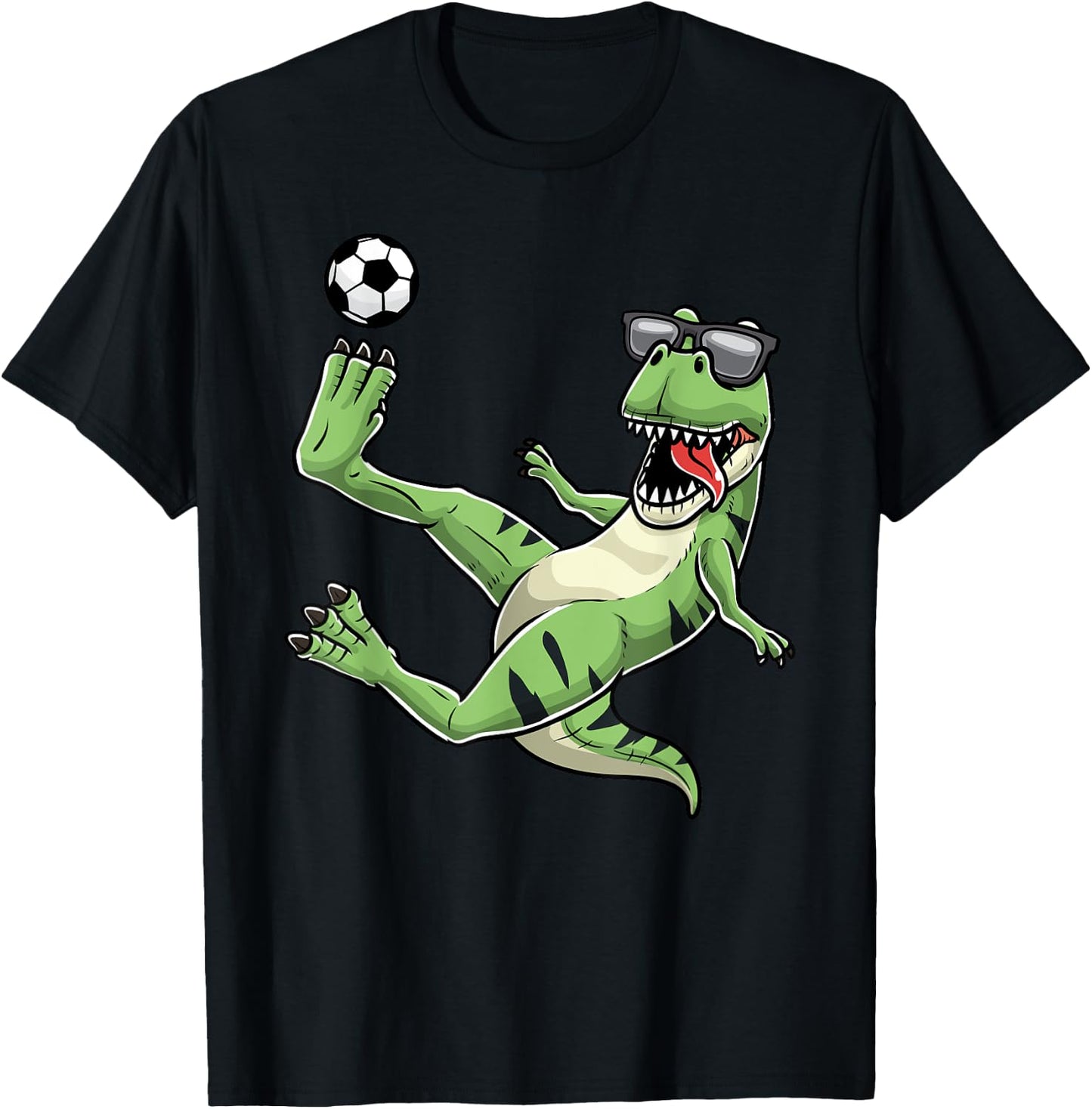 T-Rex Playing Soccer Dinosaur Soccer Player T-Shirt - T-Shirt | Black