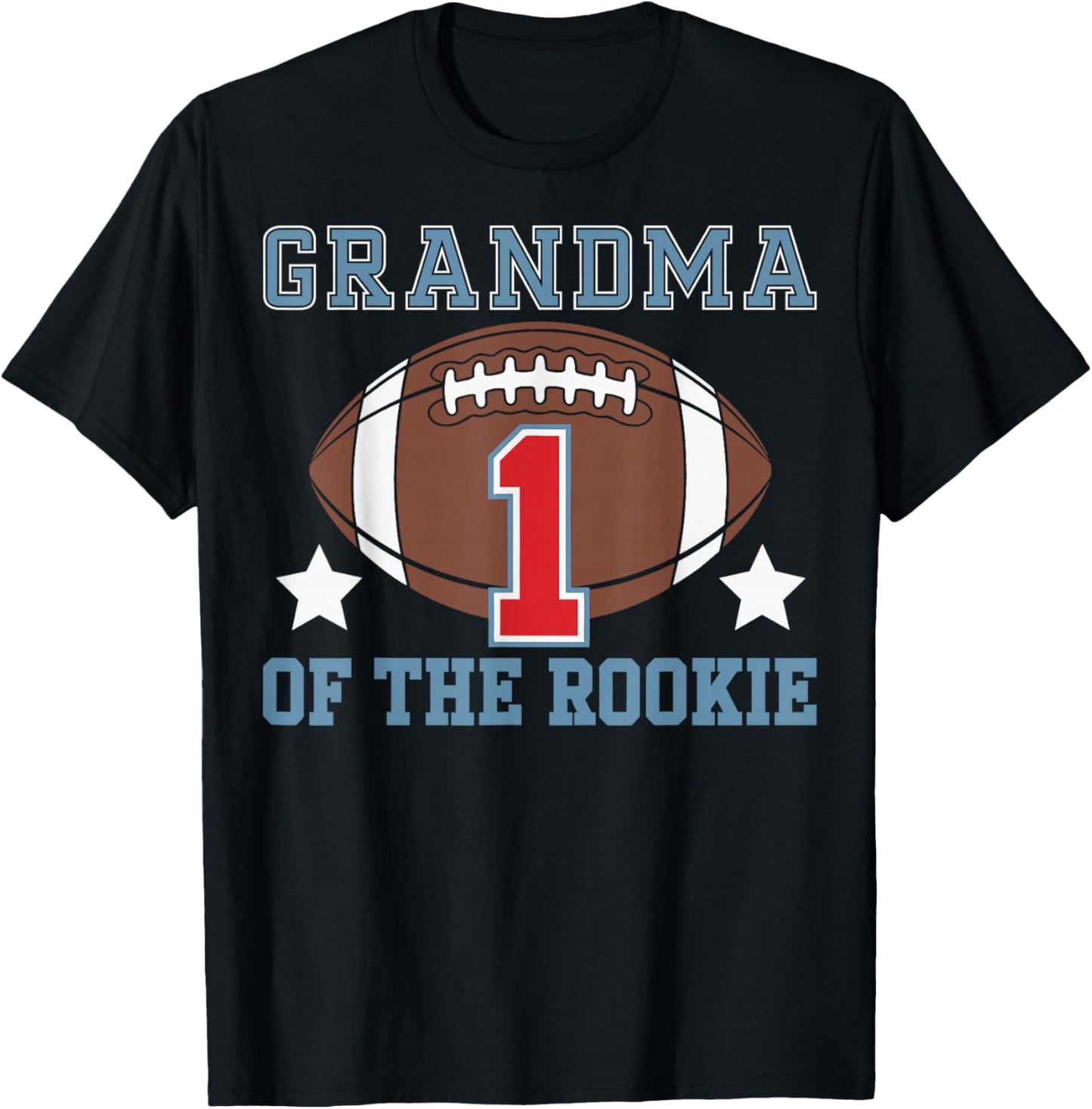 Grandma of Rookie 1st Birthday Football Theme Matching Party T-Shirt - T-Shirt | Black