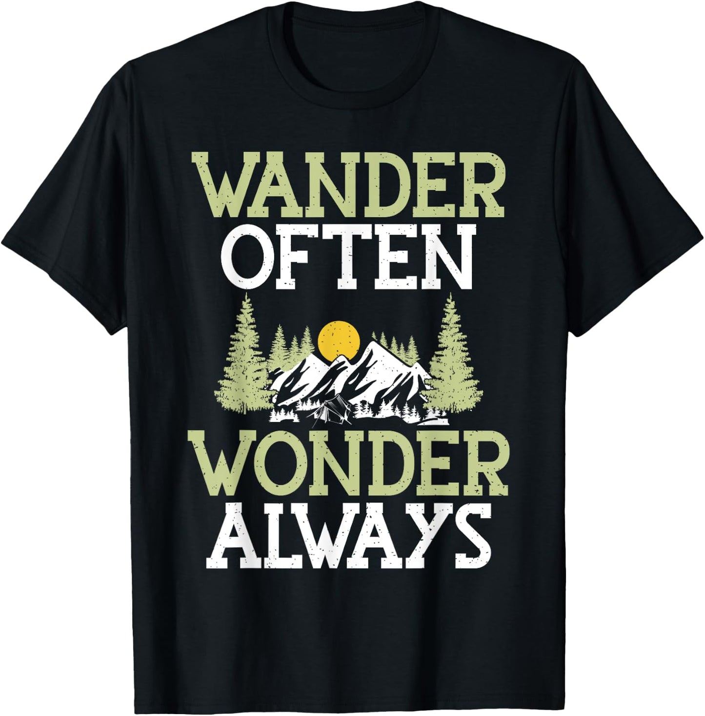 Wander Often Wonder Always Hiking T-Shirt - T-Shirt | Black