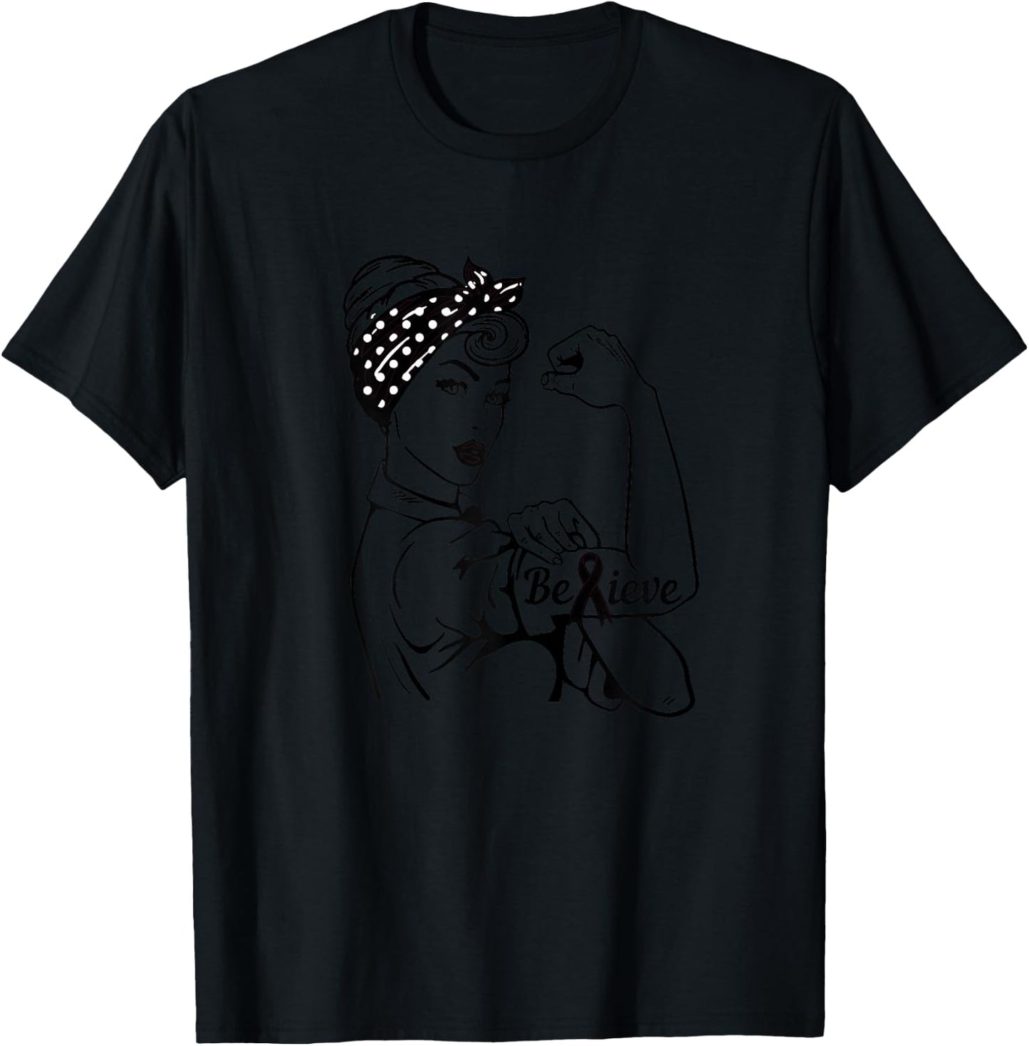 Melanoma Skin Cancer Awareness Month Woman Black Ribbon T-Shirt - T-Shirt | Black