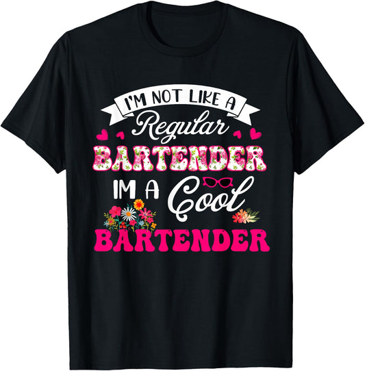 Vintage Not Like A Regular Bartender Costume Proud Job T-Shirt - T-Shirt | Black