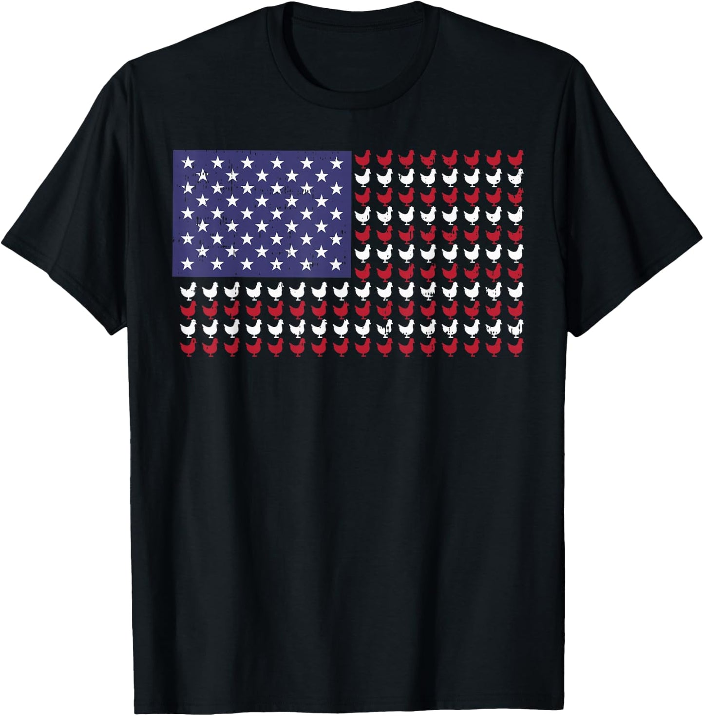 4th Of July US Flag Chickens Farm Patriotic Men Women Kids T-Shirt - T-Shirt | Black