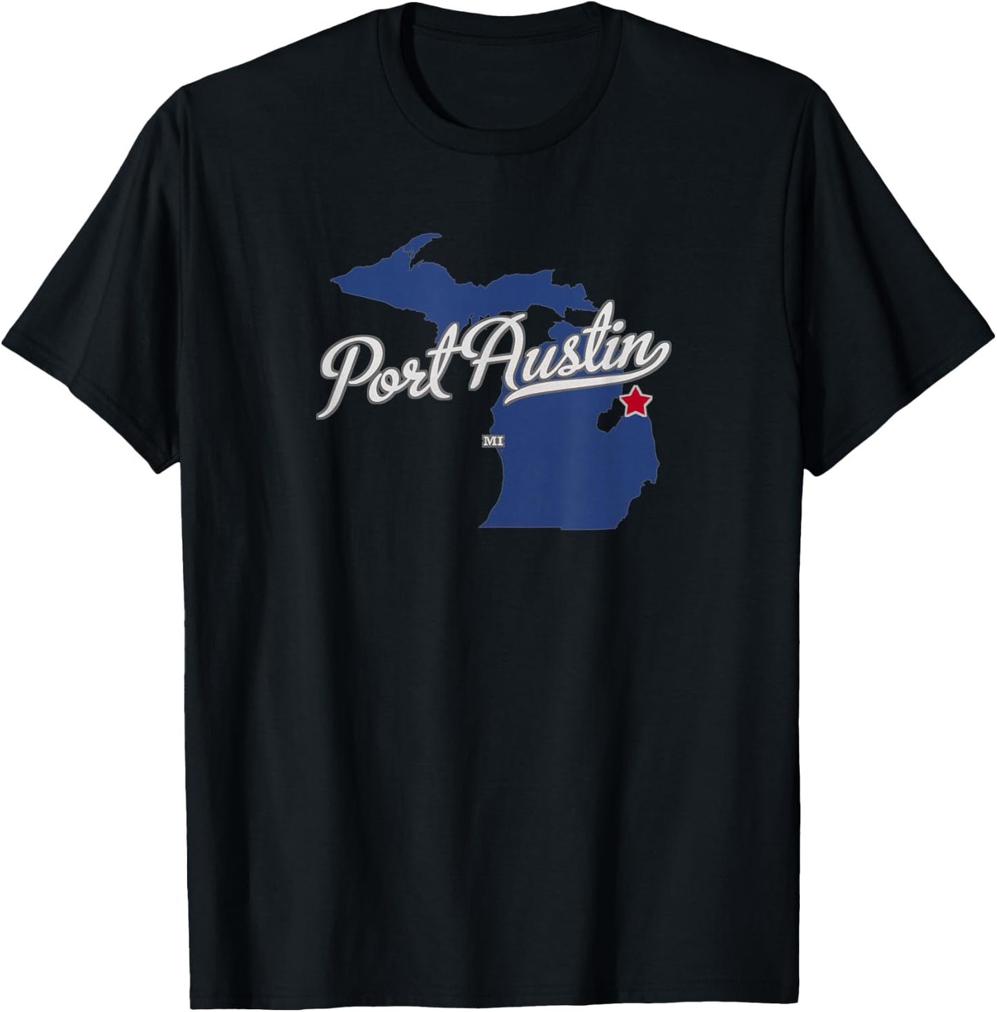 Port Austin Michigan MI Map T-Shirt - T-Shirt | Black