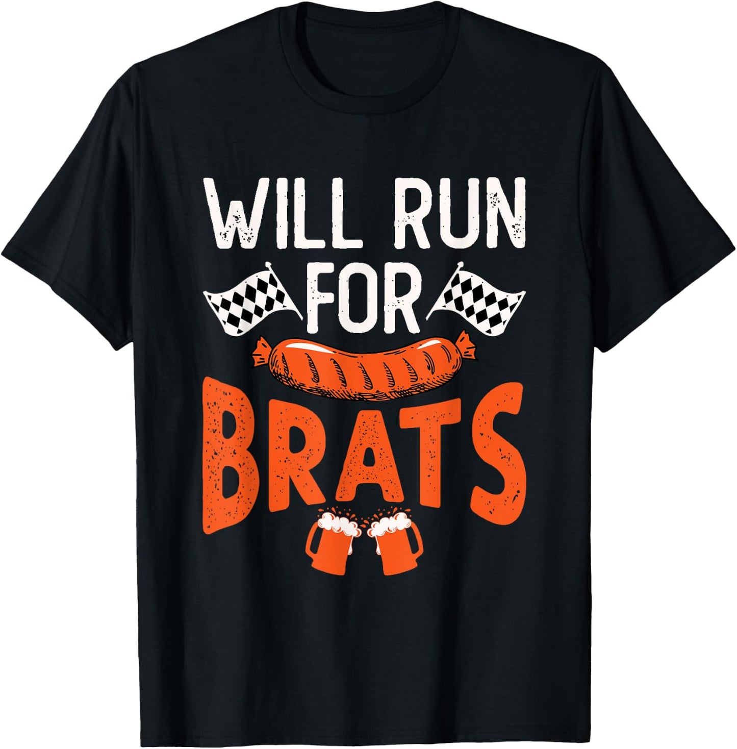 Oktoberfest Running Will Run for Brats German Sausage T-Shirt - T-Shirt | Black