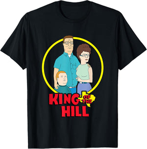 King Of The Hill Iconic Hill Family Group Shot Chest Poster T-Shirt - T-Shirt | Black