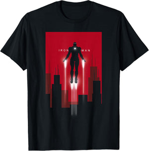 Marvel Avengers Classic Iron Man Flight Silhouette Art Deco T-Shirt - T-Shirt | Black