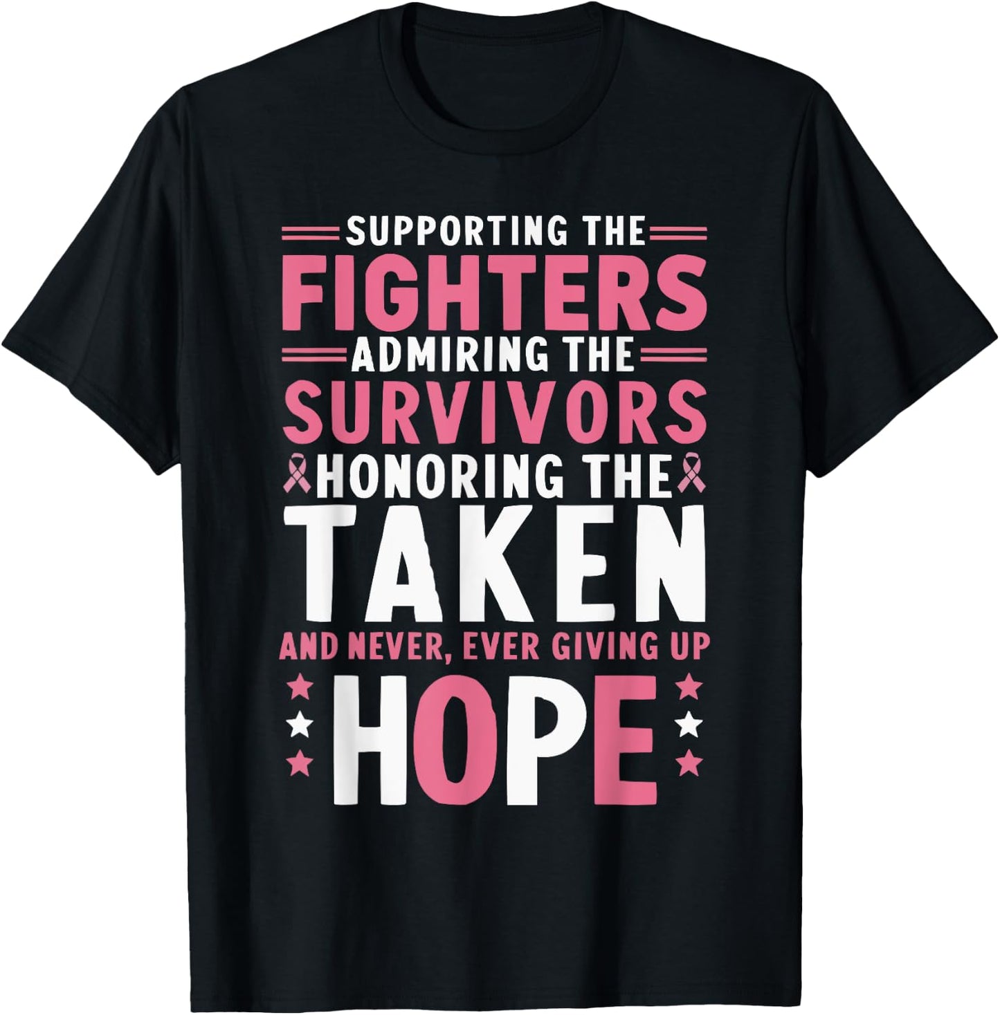 Breast Cancer Awareness Cancer Support Pink Ribbon T-Shirt - T-Shirt | Black