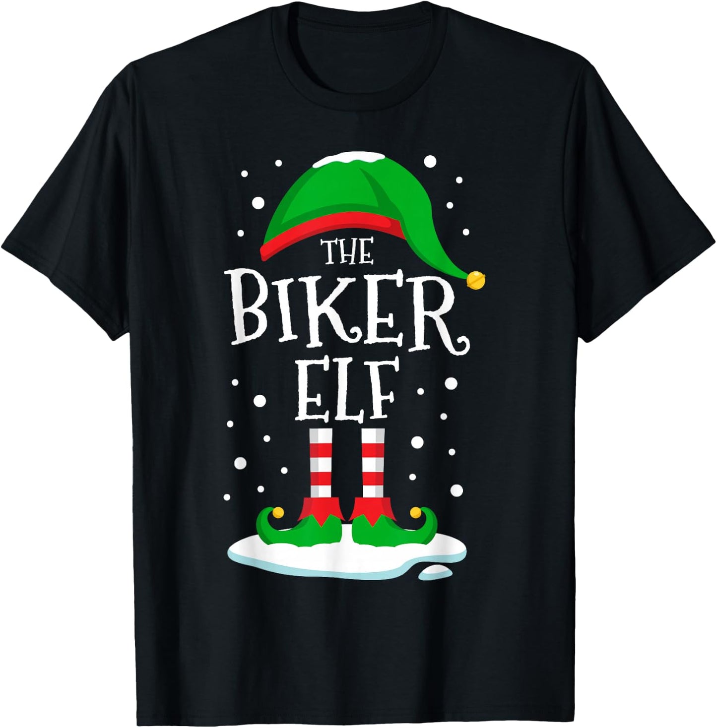 The Biker Elf Christmas Family Matching Xmas Bike Funny T-Shirt - T-Shirt | Black