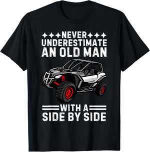 SXS For Grandpa Men Dad Offroad UTV ATV Side-By-Side T-Shirt - T-Shirt | Black
