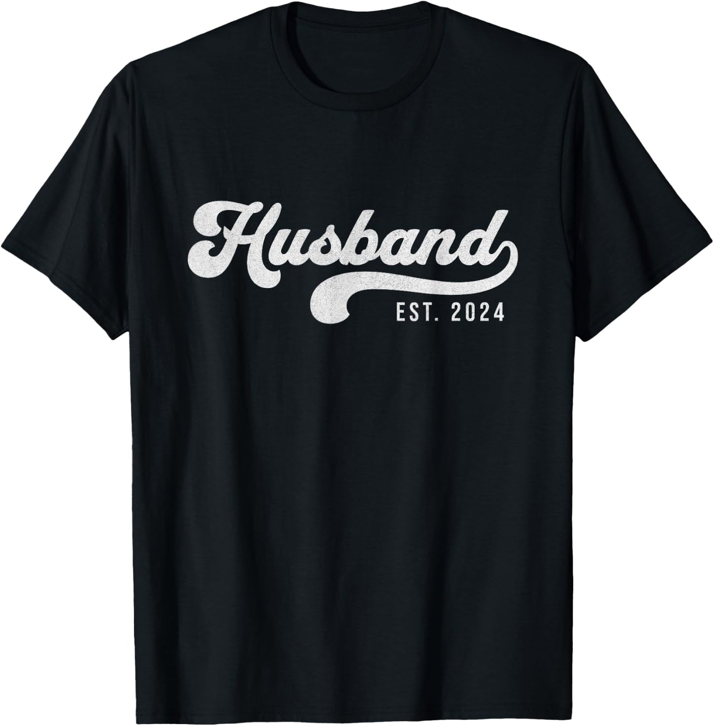 Husband Est. 2024 Married Couple Vintage Matching Wedding T-Shirt - T-Shirt | Black