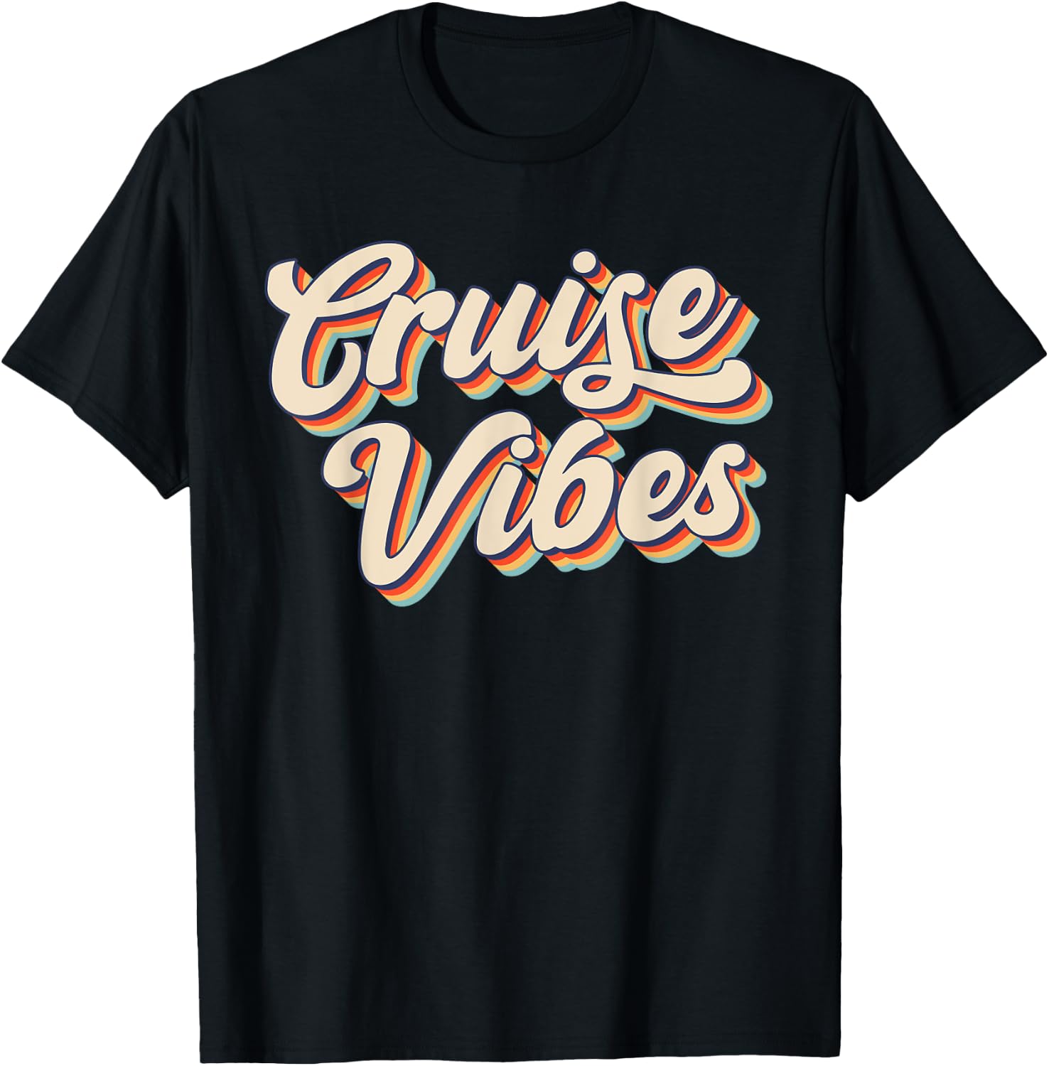 Cruise Vibes Groovy Matching Family Vacation Girls Cruise T-Shirt - T-Shirt | Black