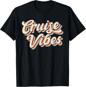 Cruise Vibes Groovy Matching Family Vacation Girls Cruise T-Shirt - T-Shirt | Black