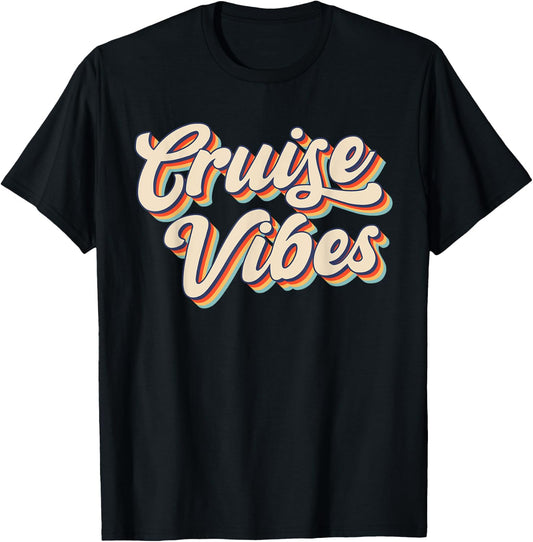 Cruise Vibes Groovy Matching Family Vacation Girls Cruise T-Shirt - T-Shirt | Black