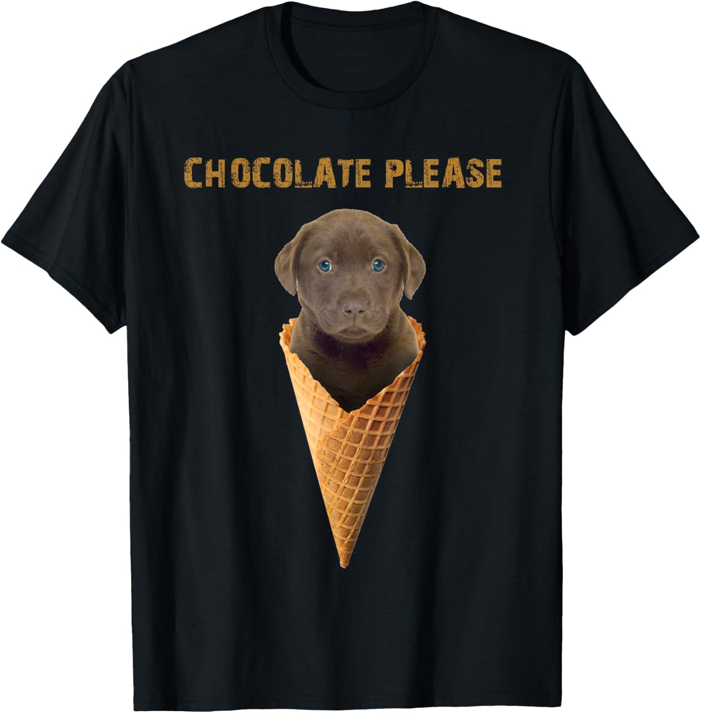 Chocolate Lab Waffle Cone Ice Cream Cute Puppy Women Kids T-Shirt - T-Shirt | Black